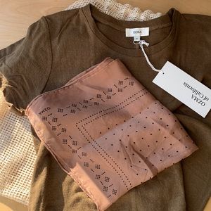 Ozma of California silk tee and bandana size M with net tote bag NWT